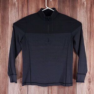 *READ DESC* Lululemon Mens Medium Sweat Session 1/2 Zip Ombre Stripe Black Coal